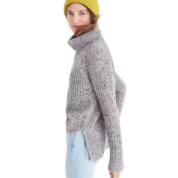 Madewell Colorfleck Ribbed Silk Blend Knitted Turtleneck Sweater - XXS - Picture 2 of 15